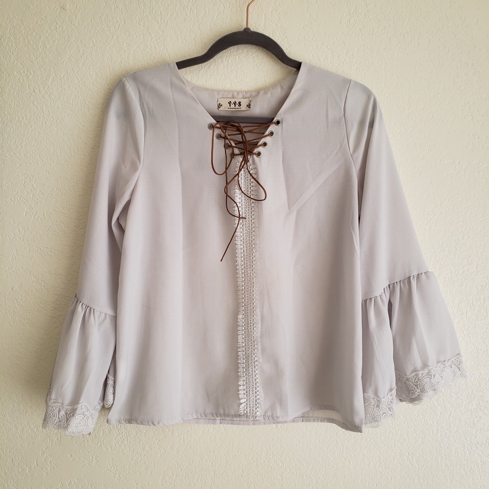 White Flare Sleeve Top